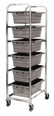 Quantum Storage - 6 Bin Cross Stack Tub Rack - 19 Inch Overall Width x 27 Inch Overall Depth x 71 Inch Overall Height, Gray High Impact Polyethylene Bins - A1 Tooling