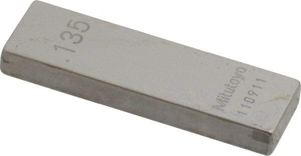 Mitutoyo - 0.135" Rectangular Steel Gage Block - Accuracy Grade 0, Includes Certificate of Inspection - A1 Tooling