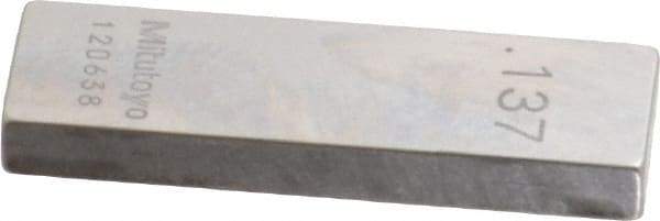 Mitutoyo - 0.137" Rectangular Steel Gage Block - Accuracy Grade 0, Includes Certificate of Inspection - A1 Tooling