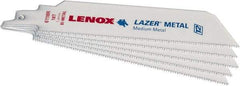 Lenox - 6" Long x 1" Thick, Bi-Metal Reciprocating Saw Blade - Straight Profile, 18 TPI, Toothed Edge - A1 Tooling