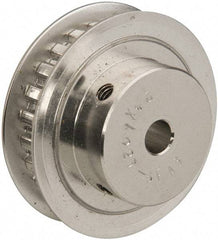 Power Drive - 24 Tooth, 1/4" Inside x 1.508" Outside Diam, Hub & Flange Timing Belt Pulley - 1/4" Belt Width, 1.528" Pitch Diam, 0.438" Face Width, Aluminum - A1 Tooling