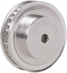 Power Drive - 30 Tooth, 1/4" Inside x 1.89" Outside Diam, Hub & Flange Timing Belt Pulley - 1/4" Belt Width, 1.91" Pitch Diam, 0.438" Face Width, Aluminum - A1 Tooling