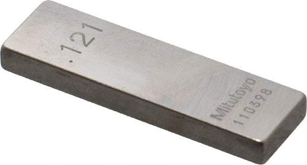 Mitutoyo - 0.121" Rectangular Steel Gage Block - Accuracy Grade 0, Includes Certificate of Inspection - A1 Tooling