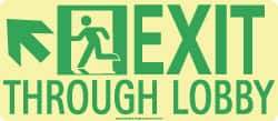 NMC - Exit Through Lobby, Polyester Exit Sign - 16" Wide x 7" High, Glow-in-the-Dark - A1 Tooling