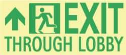 NMC - Exit Through Lobby, Plastic Exit Sign - 16" Wide x 7" High, Glow-in-the-Dark - A1 Tooling