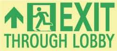 NMC - Exit Through Lobby, Plastic Exit Sign - 16" Wide x 7" High, Glow-in-the-Dark - A1 Tooling