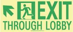 NMC - Exit Through Lobby, Plastic Exit Sign - 16" Wide x 7" High, Glow-in-the-Dark - A1 Tooling