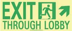 NMC - Exit Through Lobby, Plastic Exit Sign - 16" Wide x 7" High, Glow-in-the-Dark - A1 Tooling