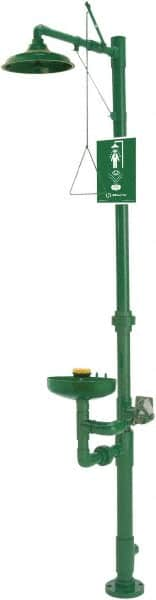 Haws - 1-1/4" Inlet, 20 GPM shower Flow, Drench shower, Eye & Face Wash Station - Bowl, Triangular Pull Rod & Push Flag Activated, PVC Pipe, Plastic Shower Head, 3.7 GPM Bowl Flow, Corrosion Resistant, Top or Mid Supply - A1 Tooling