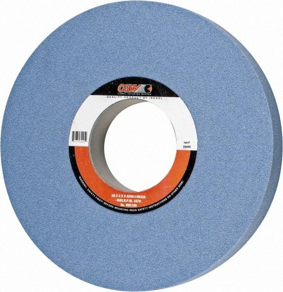 Camel Grinding Wheels - 16" Diam x 5" Hole x 2" Thick, I Hardness, 46 Grit Surface Grinding Wheel - Aluminum Oxide, Type 1, Coarse Grade, 1,671 Max RPM, Vitrified Bond, No Recess - A1 Tooling