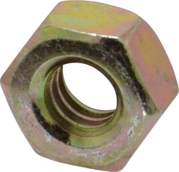 Value Collection - 1/4-20 UNC Steel Right Hand Hex Nut - 7/16" Across Flats, 7/32" High, Zinc Yellow Dichromate Finish - A1 Tooling