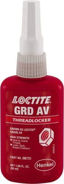 Loctite - 50 mL, Red, High Strength Liquid Threadlocker - 24 hr Full Cure Time - A1 Tooling