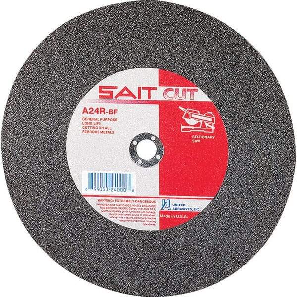 Sait - 14" 36 Grit Aluminum Oxide Cutoff Wheel - 1/8" Thick, 1" Arbor, 4,400 Max RPM, Use with Stationary Tools - A1 Tooling