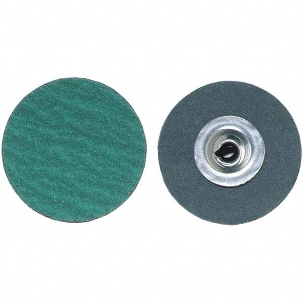 Merit Abrasives - 2" Disc Diam, 36 Grit, Zirconia Alumina Quick Change Disc - Type S Attaching System, Coated, Very Coarse Grade, 30,000 RPM, R801 Series - A1 Tooling