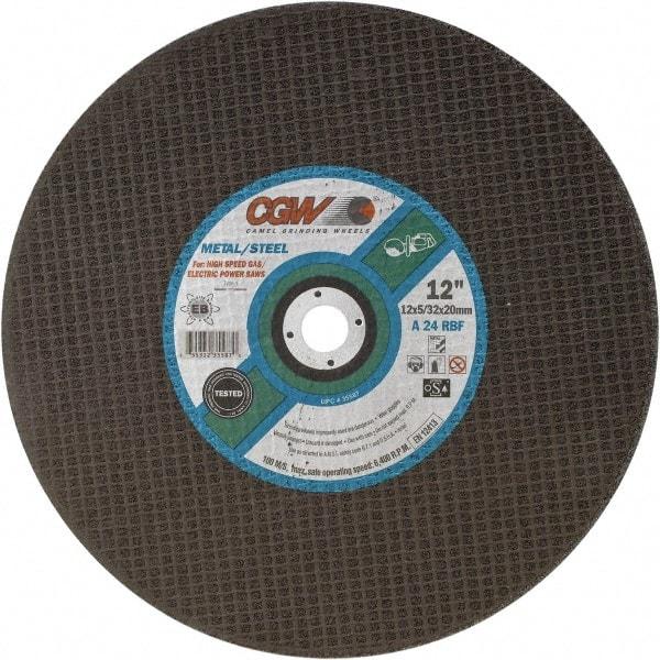 Camel Grinding Wheels - 12" 24 Grit Aluminum Oxide Cutoff Wheel - 5/32" Thick, 20mm Arbor, 6,400 Max RPM - A1 Tooling