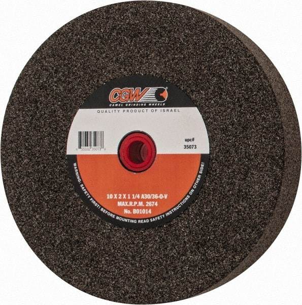 Camel Grinding Wheels - 36 Grit Aluminum Oxide Bench & Pedestal Grinding Wheel - 10" Diam x 1-1/4" Hole x 2" Thick, O Hardness, Very Coarse Grade , Bond - A1 Tooling