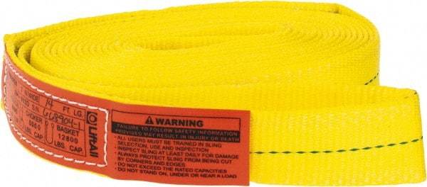 Lift-All - 14' Long x 2" Wide, 6,400 Lb Vertical Capacity, 1 Ply, Polyester Web Sling - 5,000 Lb Choker Capacity, Yellow - A1 Tooling