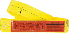 Lift-All - 3' Long x 2" Wide, 6,400 Lb Vertical Capacity, 1 Ply, Polyester Web Sling - 5,000 Lb Choker Capacity, Yellow - A1 Tooling