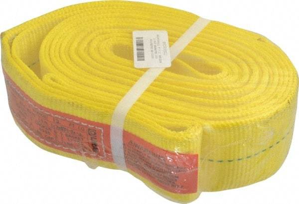 Lift-All - 12' Long x 3" Wide, 8,600 Lb Vertical Capacity, 1 Ply, Polyester Web Sling - 6,900 Lb Choker Capacity, Yellow - A1 Tooling