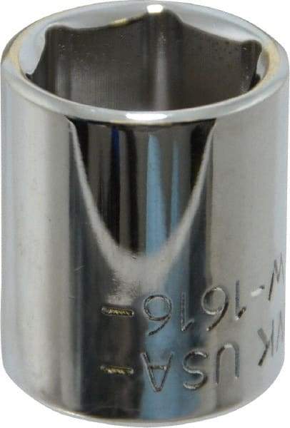 Blackhawk by Proto - 1/2", 1/4" Drive, Standard Hand Socket - 6 Points, 1" OAL, Chrome Finish - A1 Tooling