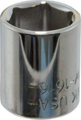 Blackhawk by Proto - 1/2", 1/4" Drive, Standard Hand Socket - 6 Points, 1" OAL, Chrome Finish - A1 Tooling