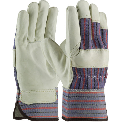 ‎87-1563/XL Grain Leather Palm Gloves - Top Grain Cowhide - Gunn Cut - Reg. Grade - Rubberized SC - Exact Industrial Supply