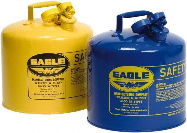 Eagle - 5 Gal Galvanized Steel Type I Safety Can - 13-1/2" High x 12-1/2" Diam, Yellow - A1 Tooling