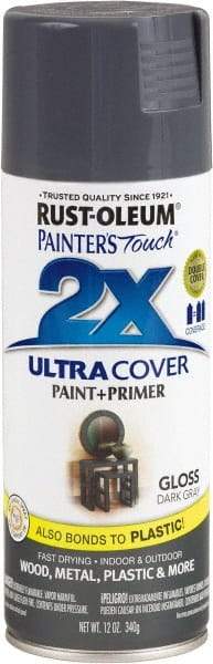 Rust-Oleum - Dark Gray, Gloss, Enamel Spray Paint - 8 Sq Ft per Can, 12 oz Container, Use on Multipurpose - A1 Tooling