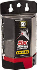 Stanley - 50 Piece Carbide-Tipped Utility Knife Blade - 61mm OAL, 0.022" Blade Thickness - A1 Tooling