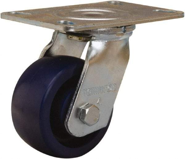 Hamilton - 4" Diam x 2" Wide x 5-5/8" OAH Top Plate Mount Swivel Caster - Polyurethane, 750 Lb Capacity, Sealed Precision Ball Bearing, 4-1/2 x 6-1/4" Plate - A1 Tooling