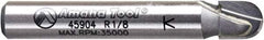 Amana Tool - 1/4" Cut Diam, 1/4" Length of Cut, 2 Flute Core Box Edge Profile Router Bit - Carbide-Tipped, 1/4" Shank Diam, 1-5/8" OAL, Uncoated - A1 Tooling