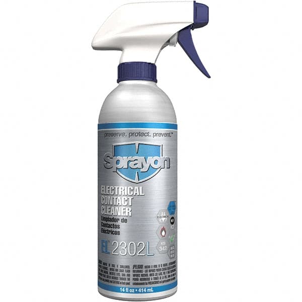 Sprayon - 14 Ounce Aerosol Contact Cleaner - 9°F Flash Point, 0 Volt Dielectric Strength, Flammable, Food Grade, Plastic Safe - A1 Tooling