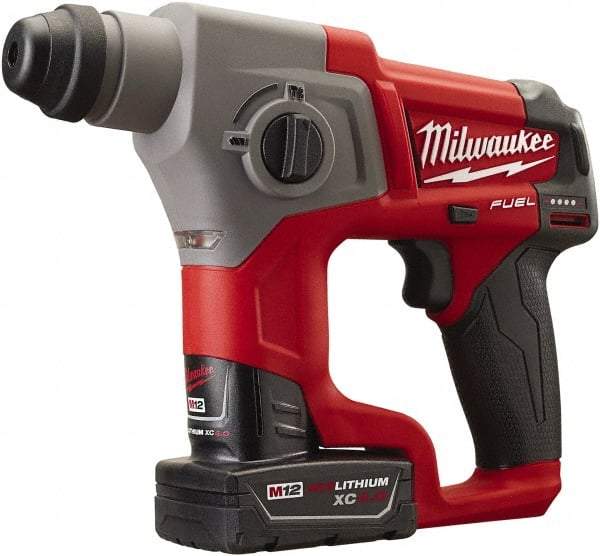 Milwaukee Tool - 12 Volt SDS Plus Chuck Cordless Rotary Hammer - 0 to 6,200 BPM, 0 to 900 RPM, Reversible - A1 Tooling