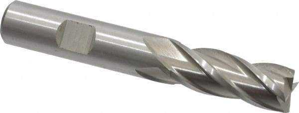 Cleveland - 1/2", 1-1/4" LOC, 1/2" Shank Diam, 3-1/4" OAL, 4 Flute, High Speed Steel Square End Mill - Single End, Uncoated, Spiral Flute, 30° Helix, Centercutting, Right Hand Cut, Right Hand Flute, Series HG-4C - A1 Tooling