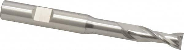 Cleveland - 5/16", 3/4" LOC, 3/8" Shank Diam, 3-5/16" OAL, 2 Flute, High Speed Steel Square End Mill - Single End, Uncoated, Spiral Flute, 30° Helix, Centercutting, Right Hand Cut, Right Hand Flute, Series HGN-2 - A1 Tooling