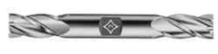 Cleveland - 27/64", 1" LOC, 1/2" Shank Diam, 4-1/2" OAL, 4 Flute, High Speed Steel Square End Mill - Double End, TiN Finish, Spiral Flute, 30° Helix, Centercutting, Right Hand Cut, Right Hand Flute, Series HD-4C - A1 Tooling