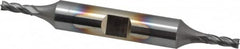 Cleveland - 1/8", 3/8" LOC, 3/8" Shank Diam, 3-1/16" OAL, 4 Flute, High Speed Steel Square End Mill - Double End, TiCN Finish, Spiral Flute, 30° Helix, Centercutting, Right Hand Cut, Right Hand Flute, Series HD-4C - A1 Tooling