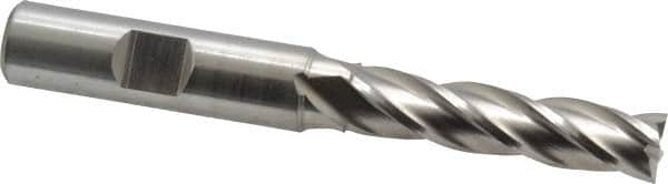 Cleveland - 13/32", 1-3/4" LOC, 1/2" Shank Diam, 3-3/4" OAL, 4 Flute, High Speed Steel Square End Mill - Single End, Uncoated, Spiral Flute, 30° Helix, Centercutting, Right Hand Cut, Right Hand Flute, Series HG-4C - A1 Tooling