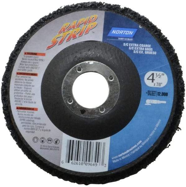 Norton - 4-1/2" Wheel Diam, 1/2" Wheel Thickness, 7/8" Arbor Hole, Type 27 Depressed Center Wheel - Silicon Carbide, 12,000 Max RPM, Compatible with Angle Grinder, Drill, Flexible Shaft Motor & Straight Shaft Grinder - A1 Tooling