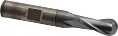 Cleveland - 3/8" Diam, 3/4" LOC, 2 Flute Cobalt Ball End Mill - TiCN Finish, Single End, 2-1/2" OAL, 3/8" Shank Diam, Spiral Flute - A1 Tooling