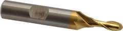 Cleveland - 3/16" Diam, 1/2" LOC, 2 Flute Cobalt Ball End Mill - TiN Finish, Single End, 2-3/8" OAL, 3/8" Shank Diam, Spiral Flute - A1 Tooling