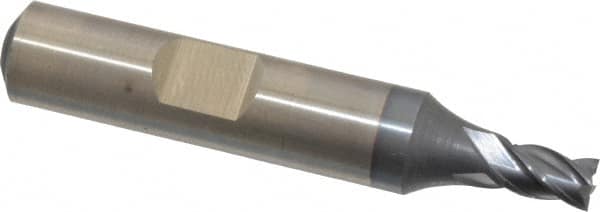 Cleveland - 3/16", 1/4" LOC, 3/8" Shank Diam, 2-1/8" OAL, 4 Flute, Powdered Metal Square End Mill - Single End, TiCN Finish, Spiral Flute, 37° Helix, Centercutting, Right Hand Cut, Right Hand Flute, Series PM-4 - A1 Tooling