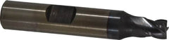 Cleveland - 1/4", 1/4" LOC, 3/8" Shank Diam, 2-1/16" OAL, 4 Flute, Powdered Metal Square End Mill - Single End, TiCN Finish, Spiral Flute, 37° Helix, Centercutting, Right Hand Cut, Right Hand Flute, Series PM-4 - A1 Tooling