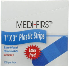 Medique - 3" Long x 1" Wide, General Purpose Self-Adhesive Bandage - Blue, Plastic Bandage, Metal Detectable - A1 Tooling