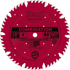 Freud - 10" Diam, 5/8" Arbor Hole Diam, 50 Tooth Wet & Dry Cut Saw Blade - Carbide-Tipped, Standard Round Arbor - A1 Tooling