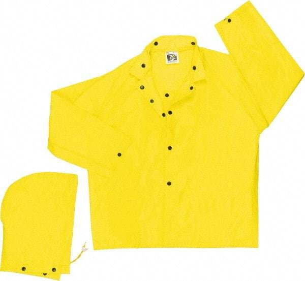 MCR Safety - Size 2XL, Yellow, Rain Jacket - 62" Chest, Attached Hood - A1 Tooling