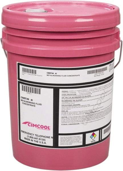 Cimcool - Cimstar 40, 5 Gal Pail Cutting & Grinding Fluid - Semisynthetic, For Drilling, Grinding, Milling, Turning - A1 Tooling