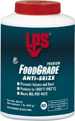 LPS - 1 Lb Brush Top Food Grade Anti-Seize Lubricant - Metal Free, -1,800°F, Opaque Off-White, Food Grade - A1 Tooling