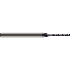 Ball End Mill: 0.078″ Dia, 0.55″ LOC, 3 Flute, Solid Carbide 2-1/2″ OAL, 1/8″ Shank Dia, 30 ° Helix, AlTiN Coated, Single End