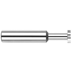 Woodruff Keyseat Cutter: 0.5″ Cut Dia, 0.08″ Cut Width, 1/2″ Shank Dia, Straight Tooth 3″ OAL, 8 Teeth, Solid Carbide